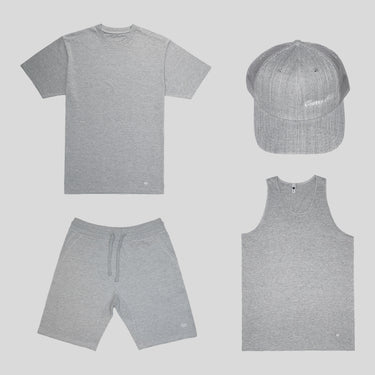 Ultimate short set bundle – black tee, shorts, tank, and mesh hat for full summer fit